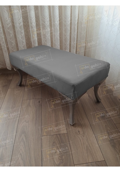 Ayak Ucu Kapı Önü Antre Düz Bench Puf Orta Sehpa Gümüş Ayak 110 Cm Gri