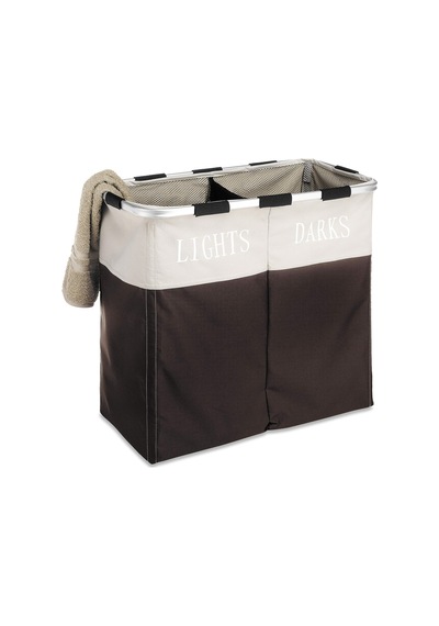Easycare Çift Çamaşır Sepeti - Işıklar Ve Karanlıklar Ayırıcı - Espresso, 2 Bölmeli Çok Renkli