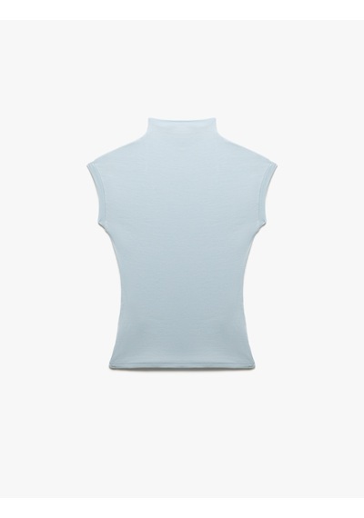 Koton Viskon Dik Yaka Kolsuz Slim Fit Body Mavi 5sak50375ek Mavi
