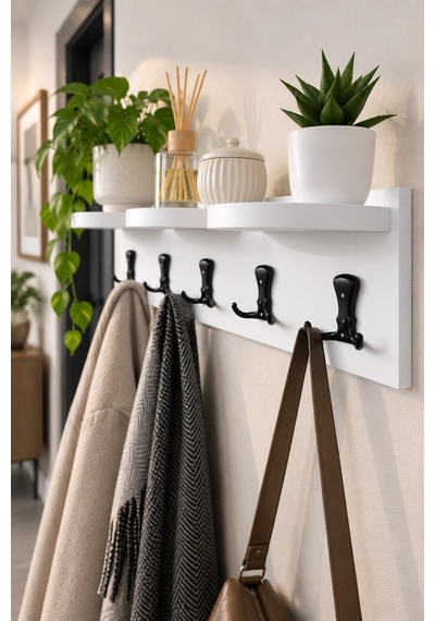 Sulorahome 5'li Duvar Askılığı Ve Raf Sistemi Beyaz 80 Cm