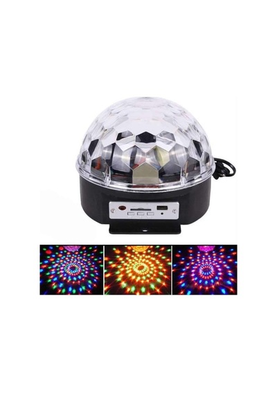 Led Işık Disko Topu Bluetooth Hoparlörlü Usb Müzik Çalar Kumandalı Siyah