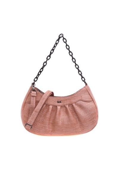 Bilik Deri Pembe Kroko Kadın Omuz Çantası Blkor Venezia 001