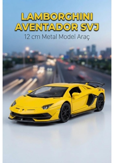 Hobbiez Lisanslı Lamborghini Aventador Kapıları Açılabilir Model Diecast 1.36 Ölçek Metal Model Araç Sarı
