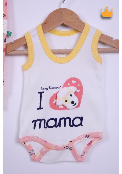 Babyhola Bebek Çıtçıtlı Badi Tulum Bere 3'lü Takım %100 Pamuk Annemi Seviyorum Yazılı 587-8 Pembe