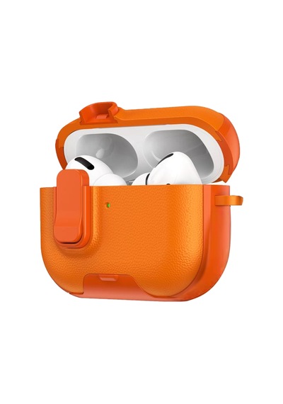 Apple Airpods Pro 3 3.nesil Rova Deri Kılıf - Turuncu