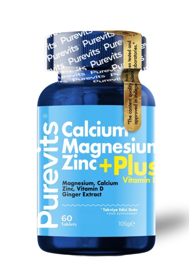 Purevits Kalsiyum Magnezyum- Çinko- Vitamin D Plus - 60 Adet Tablet