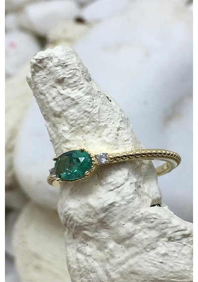Green Topaz Minimal Yüzük - Ak831