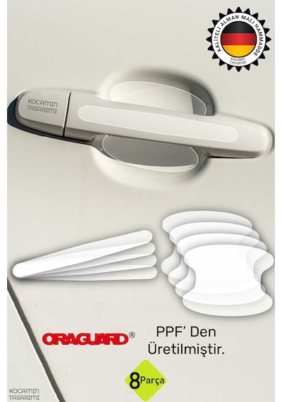 Araba Kapı Koruyucu Ppf Film 8 Parça Alman Malı Parlak Şeffaf Boya Çizik Önleyici Tırnak Koruma Sticker 8pcs