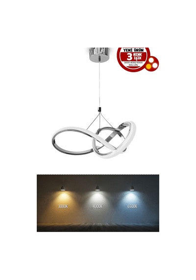 Power Led Avize Mutfak Koridor Çocuk Oturma Yatak Odası 3 Renk Gün Işığı-beyaz-sarı Işık -krom Gövde Krom