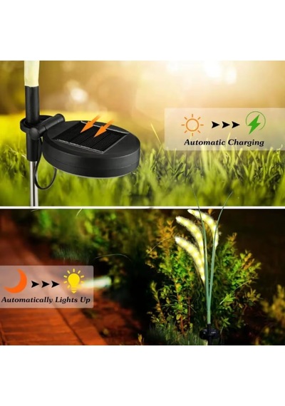 2 Adet Solar Güneş Enerjili Tilki Kuruğu Desenli Aydınlatma Bahçe Aydınlatma,saksı Işığı 2 Adetli Set