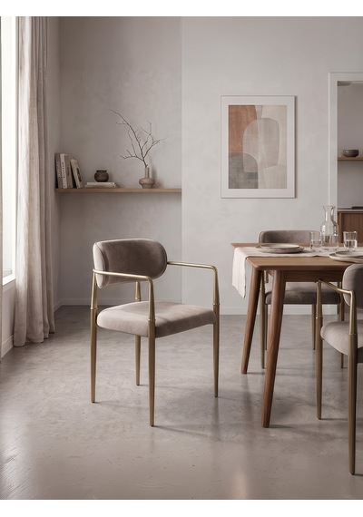 Elegance Kolçaklı Metal Mutfak Sandalyesi Bej