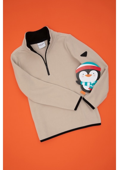 U.S. Polo Assn. Erkek Çocuk Yarım Fermuarlı Taş Polar Sweatshirt 50298060-VR049