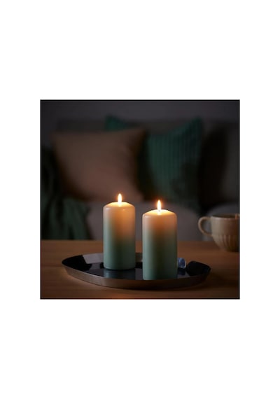Ikea Daglıgen Cam Kaplı Kokulu Mum 6,8 X 14 Cm Kokusuz Açık Yeşil