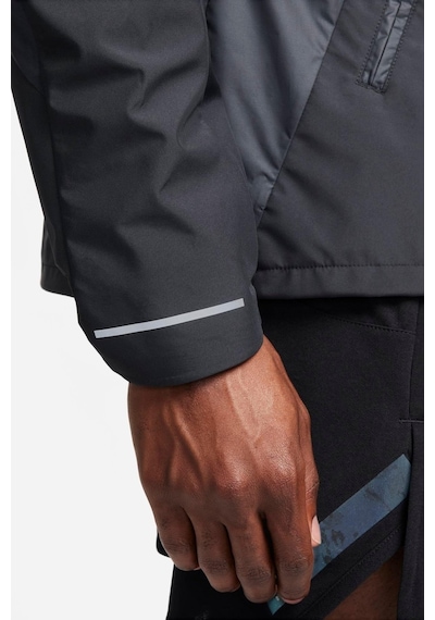 Nike Running Storm Fit Windrunner Hoodie Jacket Erkek Su İtici Kapüşonlu Reflektörlü Yürüyüş Koşu Ceketi Siyah