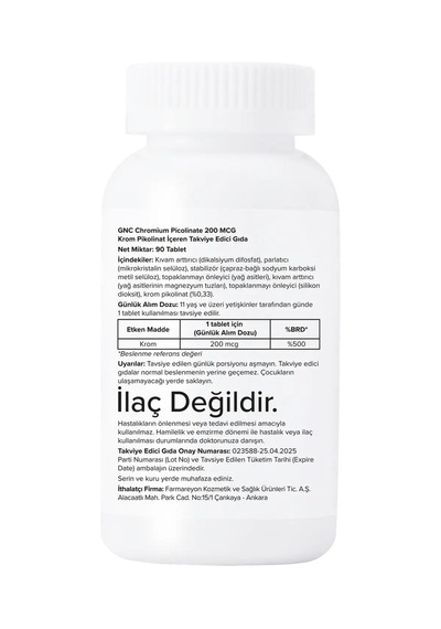 Gnc Chromium Picolinate 90 Tablet