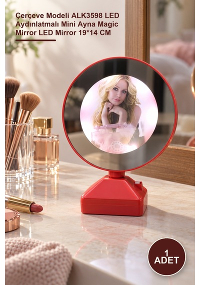 1 Adet Ledli Sihirli Ayna Çerçeve Modeli Alk3598 Led Aydınlatmalı Mini Ayna Magic Mirror Led Mirror 19 14 Cm L