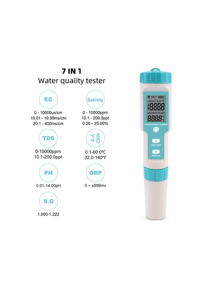 7'si 1 Arada Ph/tds/ec/orp/sg/tuz İçeriği/sıcaklık C-600