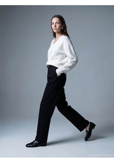 Dilvin 72801 Kemerli Pilili Pantolon-siyah