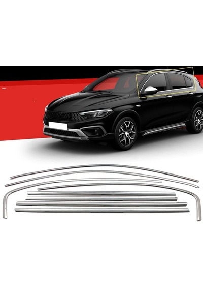 Autogp Fiat Egea Cross Cam Çerçevesi Kenar Çıtası Krom Tamtur 8 Parça 2015+