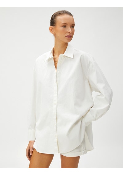 Koton Oversize Gömlek Uzun Kollu Keten Karışımlı Kırık Beyaz 3sak60043pw 3SAK60043PW001 Ekru Koton Oversize Gömlek Uzun Kollu Keten Karışımlı Kırık Beyaz 3sak60043pw 3SAK60043PW001 Ekru