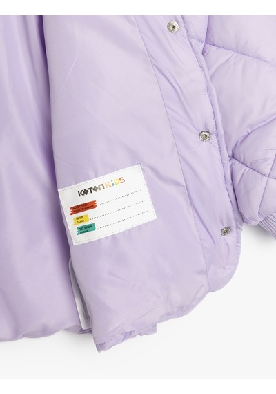 Koton Düğmeli Uzun Kollu Yuvarlak Yaka Anorak Mevsimlik Mont Lila 5skg20009aw Lila