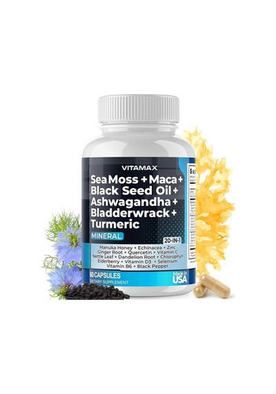 Sea Moss + Maca + Black Seed Oil + Ashw. Bladderwrack + Turmeric 60 Kapsül