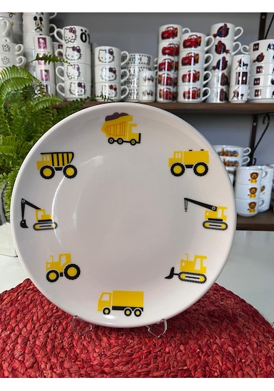 6 Parça İş Makinaları Model Çocuk Yemek Takımı Beslenme Seti Çok Renkli