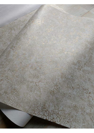 Krem Üzerine Gold Sade Desenli Duvar Kağıdı 5m2