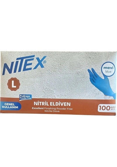 Nitril Eldiven Mavi Large 100'lü 1 Paket