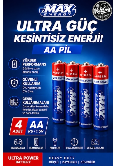 Zmax 4 Adet (AA) Kalem Pil