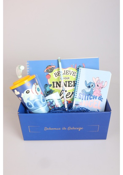 Dekomus İle Özel Kutulu Gıft Box Lisanslı Stıtch "galaxy Pop" Kırtasiye Seti Resim Defteri,kalem,silgi Diğer
