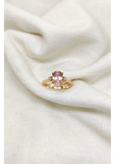 Morganite Yan Taş Pırlanta Yüzük- Ak1258