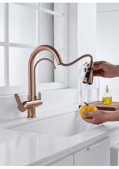 Spiralli Ve Arıtmalı Eviye Bataryası Rose Gold
