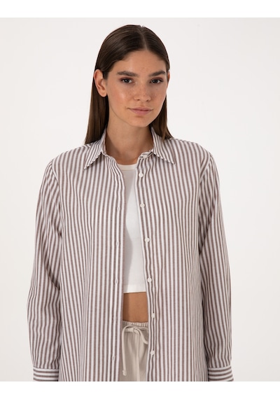 Pierre Cardin Kadın Kahverengi Gömlek Desenli 50318226-vr029 Kahverengi