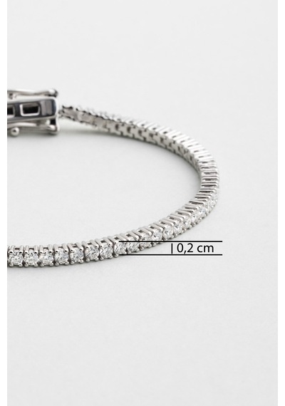 Mozanit Dokunuşu 18 Ayar Beyaz Altın Kaplama 18 Cm Gümüş Su Yolu Bileklik 50861199