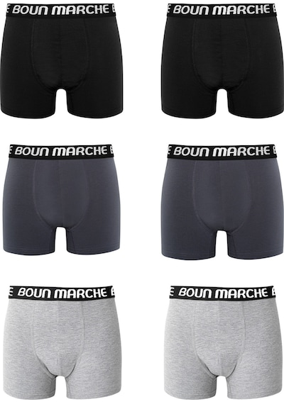 Boun Marche Erkek Boxer Likralı Premium 6'lı Kutu Harold Siyah