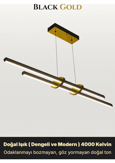 Cosmo 2 Gold Lineer Led Sarkıt Avize Kumandalı Dim Edilebilir Aşağı Işık Doğal Işık
