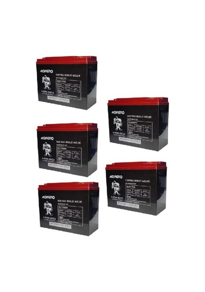 Monero 12v-20 Amper Dik E-bıke Akü 5'lü Paket 24 Amper Ebatlarında Ebatlar: 180 X 78 X 170mm