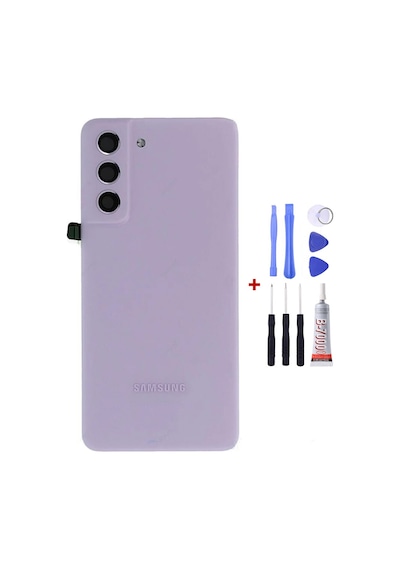Samsung S21 Fe Mor Uyumlu Arka Cam Kapak Pil Kapağı Tamir Set B7000 Set Mor