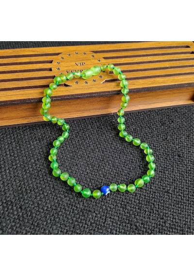 Sertifikalı Mat Yeşil 35 cm Kız Erkek Bebek Diş Kolyesi Çok Renkli