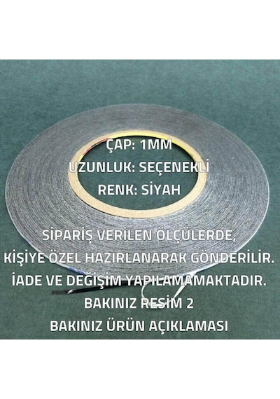 1 MM 1mt Çift Taraflı Bant Ekran Cam Kasa Kapak Yapıştırma-siyah 1 Metre-Tamir Seti Hariç