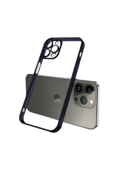 Ally Fashion Series Apple iPhone Uyumlu 13 Pro Max Kılıf Renkli Kenar Lazer Çerçeveli Silikon Kılıf- 5775 Lacivert
