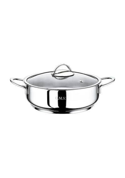 2038 Sl - 2 Parça 1. Sınıf Paslanmaz Çelik, İndüksiyonlu 24x8 Cm - 3,0 Litre Basık Tencere, Gümüş Gümüş