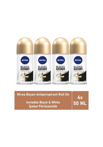 Nivea Black&White Invisible İpeksi Pürüzsüzlük Kadın Roll-On Deodorant 4 x 50 ML