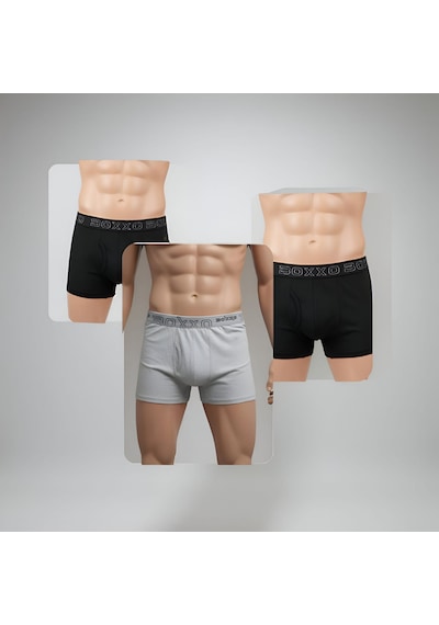Qulothes Erkek 3'lü Pamuklu Likralı Esnek Kumaş Boxer Çok Renkli