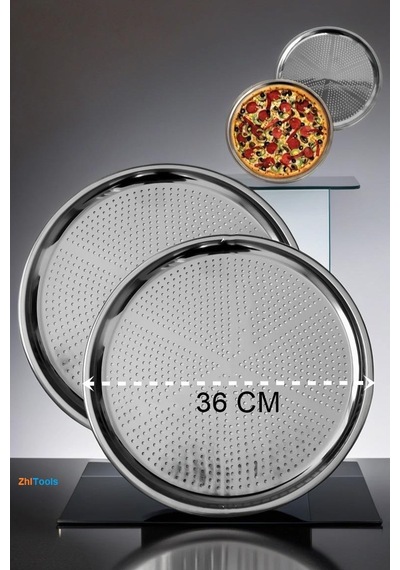Zhltools Lahmacun Pizza Pide Pişirme Tepsisi 36 Cm 2 Li Set Gümüş