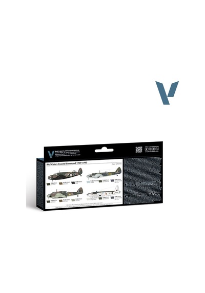 Vallejo 71148 8x18 Ml. Raf Colors Coastal Command 1939-1945, Model Air Serisi Model Boyası Seti Renkli