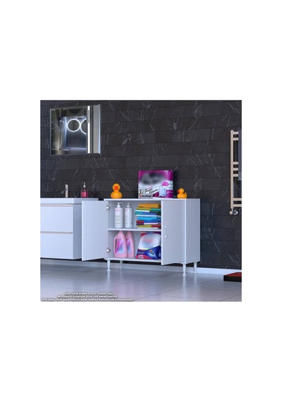 Söke 95x75x32,5 Cm Lik Küçük Alanlar İçin Akıllı Çözümler 2 Kapaklı 2 Göz Raflı Dolap Beyaz