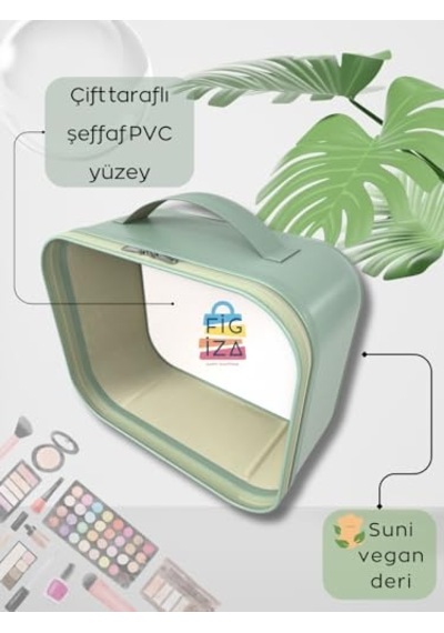 Makyaj Çantası Simli Su Yeşili Çok Renkli