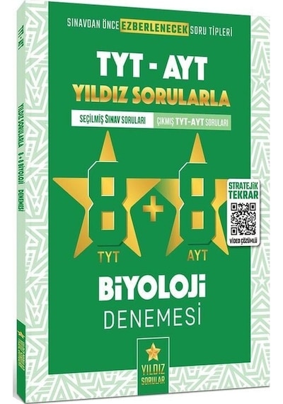 TYT AYT Biyoloji 8+8 Deneme -  Yıldız Sorular Yayınları